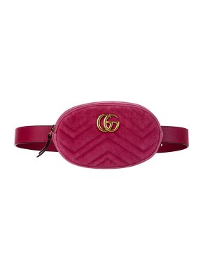 Gucci Fuchsia velvet GG Marmont belt bag