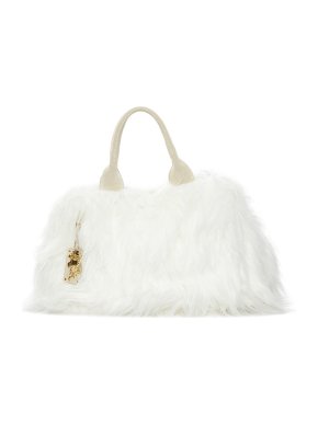 Prada White faux-fur Eco Kidassia Garden bag