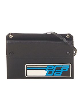 Prada Black Saffiano leather retro logo crossbody