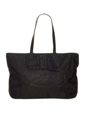 Prada Black nylon Fiocco Bow Tessuto tote bag