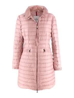 Moncler Pink nylon down-filled longline jacket