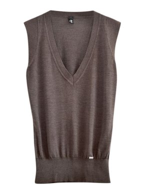 Wolford Brown silk fine knit Before Eight vest
