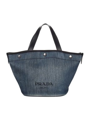 Prada Dark denim logo tote bag