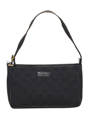 Gucci Vintage black GG canvas baguette