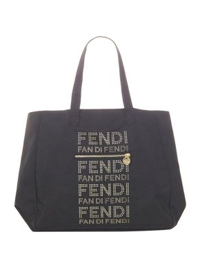 Fendi Black canvas logo tote bag