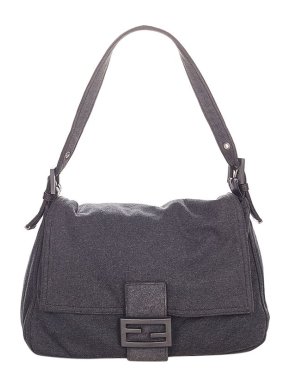 Fendi Vintage black cotton canvas Mamma baguette