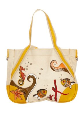 Prada Ivory canvas Sea Life tote bag