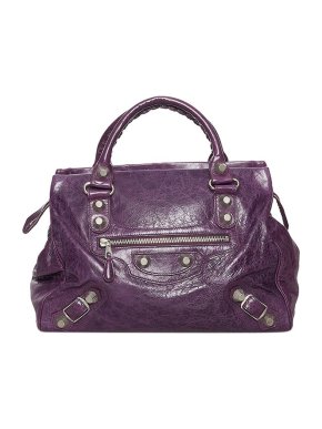 Balenciaga Purple leather Motocross Giant Midday tote bag