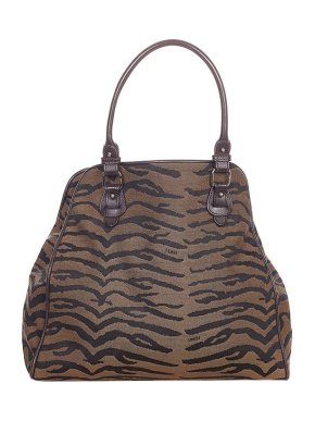 Fendi Brown & black zebra print canvas tote bag