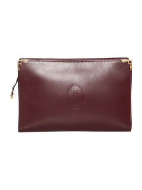 Vintage burgundy leather Must de Cartier clutch bag