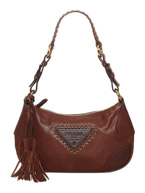 Prada Brown leather tassel baguette