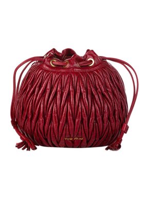 Miu Miu Red leather Matelasse bucket bag