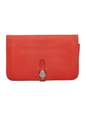 Hermes Orange Togo leather Dogon long wallet