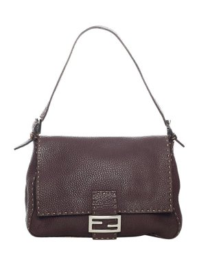 Fendi Vintage brown leather Sellier Mamma baguette