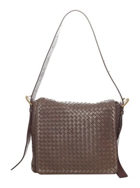 Bottega Veneta Brown Intrecciato leather messenger bag