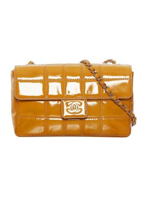 Chanel Tan patent leather Chocolate Bar bag