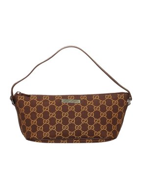 Gucci Vintage brown GG canvas Boat baguette