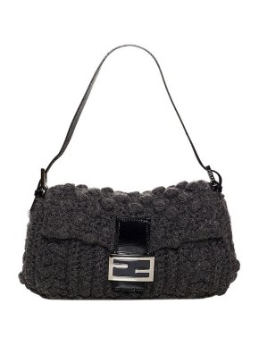 Fendi Vintage grey wool knitted baguette