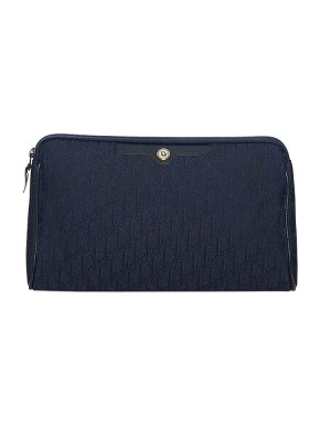 Dior Vintage navy Oblique canvas clutch bag