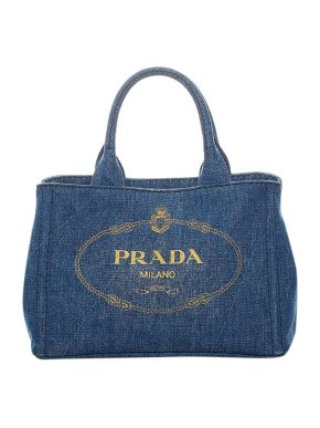 Prada Denim Canapa Logo tote bag