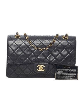 Chanel Black lambskin leather double flap bag