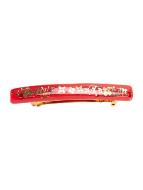 Louis Vuitton Red & gold-tone metal resin barette
