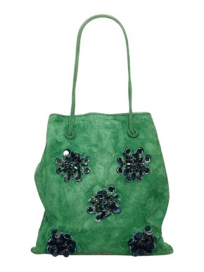 Miu Miu Green suede embellished tote bag