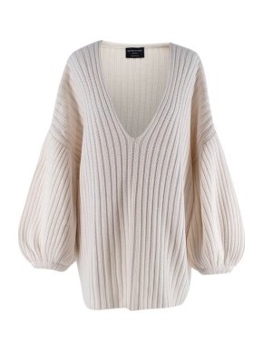 Mother of Pearl Ivory ribbed knit oversize jumper