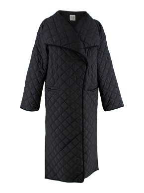 Toteme Black recycled polyester Signature Wrap shell coat