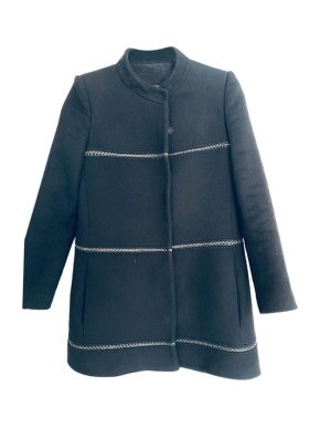 Roberto Cavalli Black wool zip detail coat