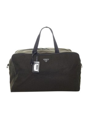 Prada Dark khaki green wool travel bag