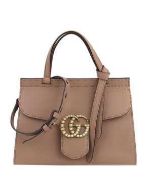 Gucci Antique rose leather Mini Pearly GG Marmont top handle bag