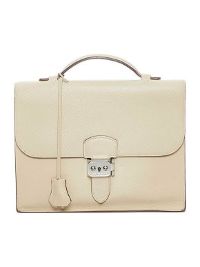 Hermes Ivory Taurillion leather Sac a Depeches 27 bag
