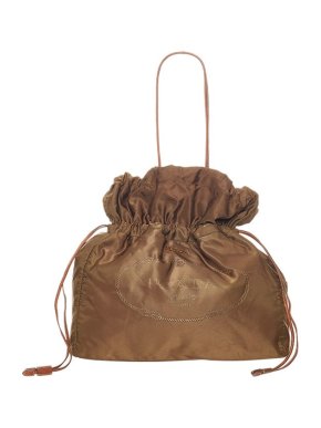 Prada Brown nylon Tessuto drawstring tote bag