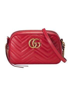 Gucci Red leather GG Marmont camera bag