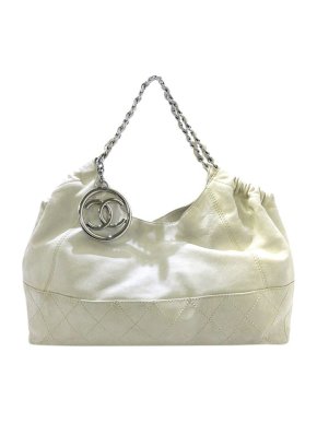 Chanel Vintage white leather Coco Cabas tote bag