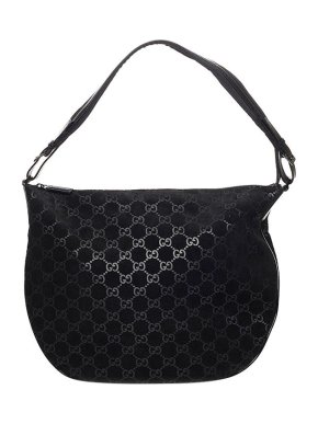 Gucci Vintage black GG suede hobo bag
