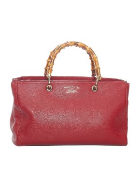 Gucci Red leather Bamboo Shopper bag