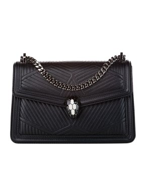 Bvlgari Black leather Serpenti Diamond Blast bag