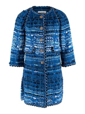 Chanel Blue fantasy tweed longline jacket