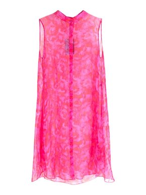 Alexander McQueen Pink abstract print silk chiffon tunic dress