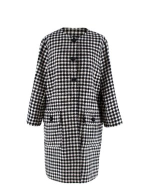 Black & White Houndstooth Wool Coat 1