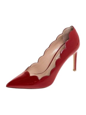 Valentino Garavani Red Patent Leather Scalloped Pumps