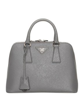Prada Grey Saffiano Lux leather Promenade bag