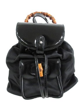 Gucci Vintage black nylon Bamboo backpack