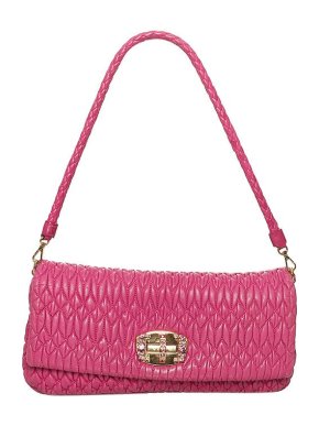 Miu Miu Pink leather matelasse baguette