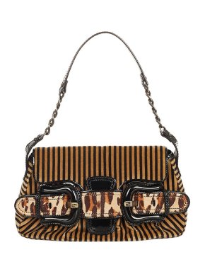 Fendi Vintage Pequin stripe velvet baguette