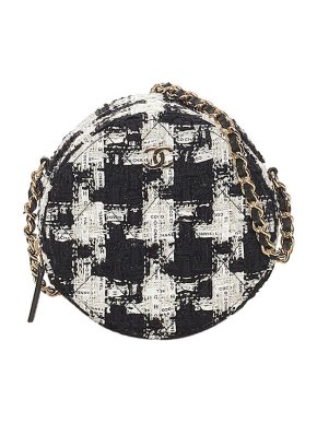 Chanel Black & white houndstooth Round as Earth bag