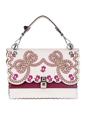 Fendi White leather embellished mini Kan I bag