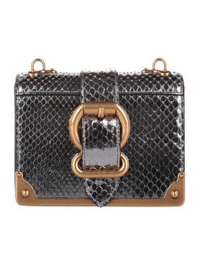 Prada Black snake embossed leather Cahier bag